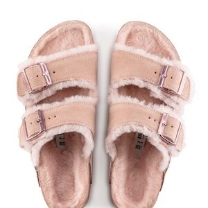 Birkenstock Pink Arizona Fuzzy Sandals